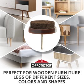 Nail-on Felt Pads X-PROTECTOR 40 PCS - 0.85" Felt Furniture Pads - Brown Chair Leg Floor Protectors - Nail in Furniture Pads for Furniture Legs - The Best Felt Chair Pads for Hardwood Floors (22mm)!