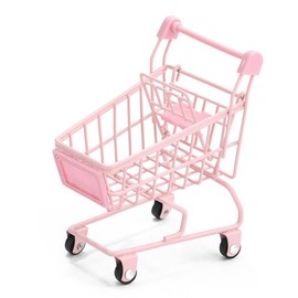 Mini Supermarket Handcart, Mini Shopping Cart Supermarket Handcart Shopping Utility Cart Mode Desk Storage Toy Holder(Pink)