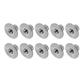 METALLIXITY Flange Insert T-Nut (M4 x 15 x 1.1 mm) 30 Pieces Carbon Steel Round Base Screwable Internal Thread - for Furniture Installation Dark Grey