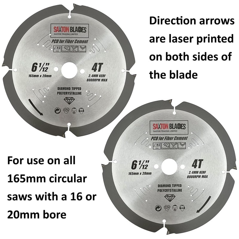 Saxton PCD Circular Saw Blade, 165mm x 4 Teeth x