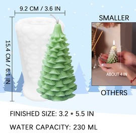 ZAKVOOR 3D Large Christmas Tree Shape Candle Mold for Candle Making Resin Casting Silicone Mold for DIY Aromatherapy Candles Wax Plaster Polymer Clay Decoration