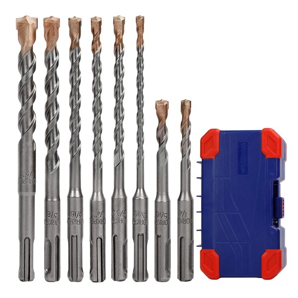 WORKPRO 8-Piece SDS-plus Drill Bit Set, Carbide Tip, SDS+ Rotary Hammer Drill Bit Set with Storage Case for BRICK, CEMENT, STONE & CONCRETE