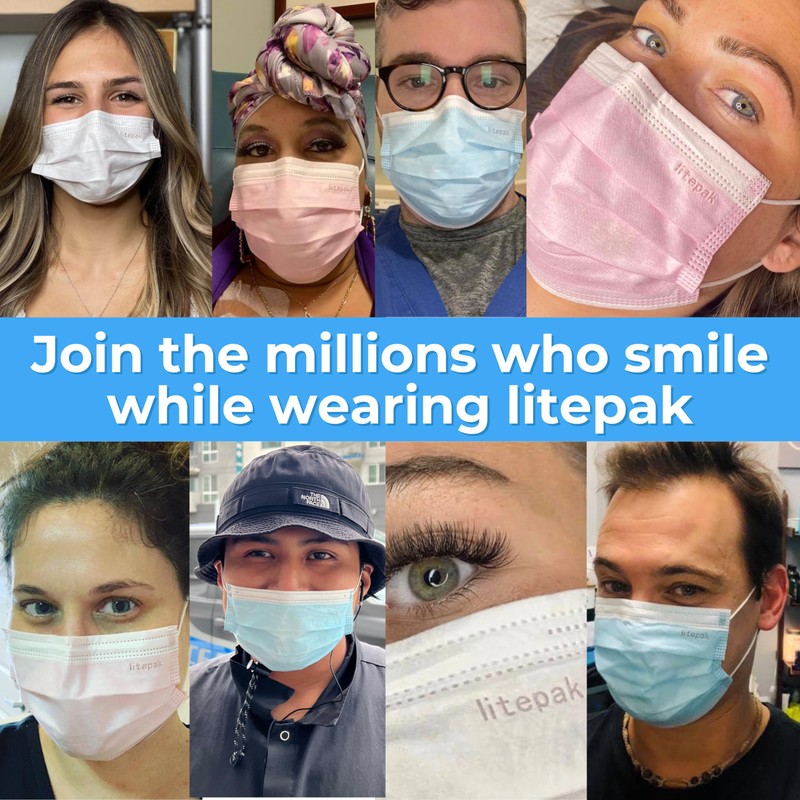 Litepak 125-Pack Disposable Face Mask Premium Comfort Earloops with Dispenser