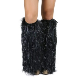 ToBeInStyle Women's Glitter Rave Leg Warmers - Black/Silver - OS