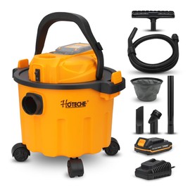 Hoteche 20V Cordless Shop Vacuum Portable Garage & Workshop Vac with 10L Dust Cup, Blowing Function, Quiet Operation