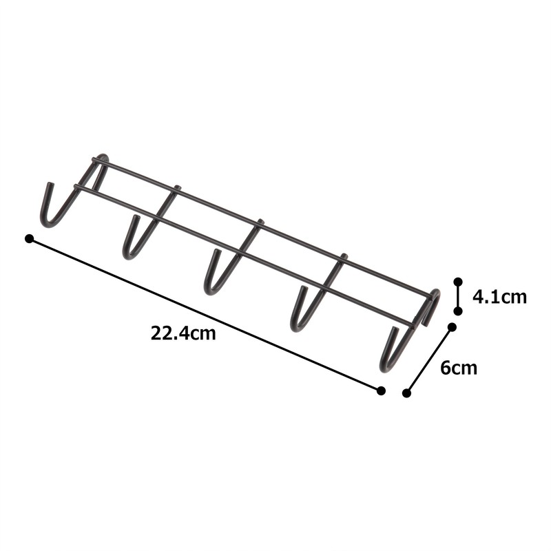 Iris Ohyama MPA-5F Mesh Panel Hooks, 5 Rows, Black