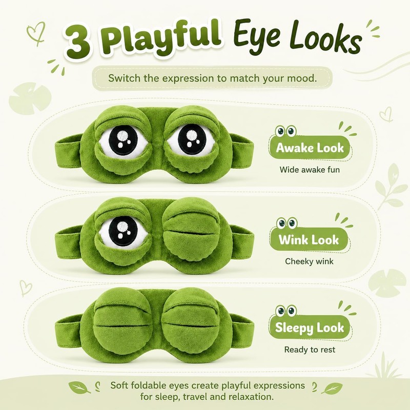 3D Frog Sleep Mask, Funny Frog Eye Mask for Sleeping,