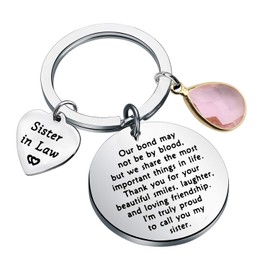 CHOORO Bonus Sister Gift Sister in Law Gift Unbiological Sisters Keychain Our Bond May Not Be By Blood But We Share the Most Important Things in Life Keychain