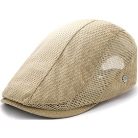 Taidor Mesh Cap Breathable Summer Newsboy Hat Adjustable Beret Ivy Cap Irish Cabbie Driving Fishing Hats Khaki