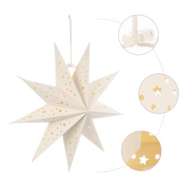 FRCOLOR 3pcs Paper Star Lantern Lampshade Hanging Christmas Star Ornaments Hanging Star Lamp Snowflakes Decorations Wedding Birthday Party Home Decorations White 35cm