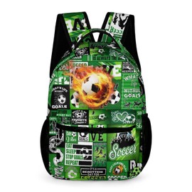 ZCJB-WSRY Soccer Backpack for Kids Girls Boys School, 16 Inches Cool Soccer Theme Bookbag, Adjustable, Lightweight, Large Capacity, Colorful Sport Ball Backpack for School