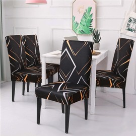 Alishomtll Dining Chair Covers Set of 4 Stretch Chair Slipcovers Swing Chair Elastic Removable Washable Dining Room Chair Covers Protector for Kitchen Banquet Hotel Restaurant (Rhombic Line, 4pcs)