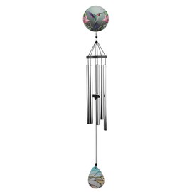 ICE ARMOR 37" Long Hummingbird Glass Wind Chime Statue Sculpture Ornament Decoration Home/Room Decor Ideas for Housewarming, Holidays and Birthdays Great Collectible