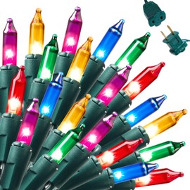 Joiedomi Christmas Lights Outdoor,62.4FT Multicolor Christmas Tree Lights Outside,300(2x150) Count String Lights,Green Wire Xmas Lights for Decorations Indoor Holiday Theme Party Yard House