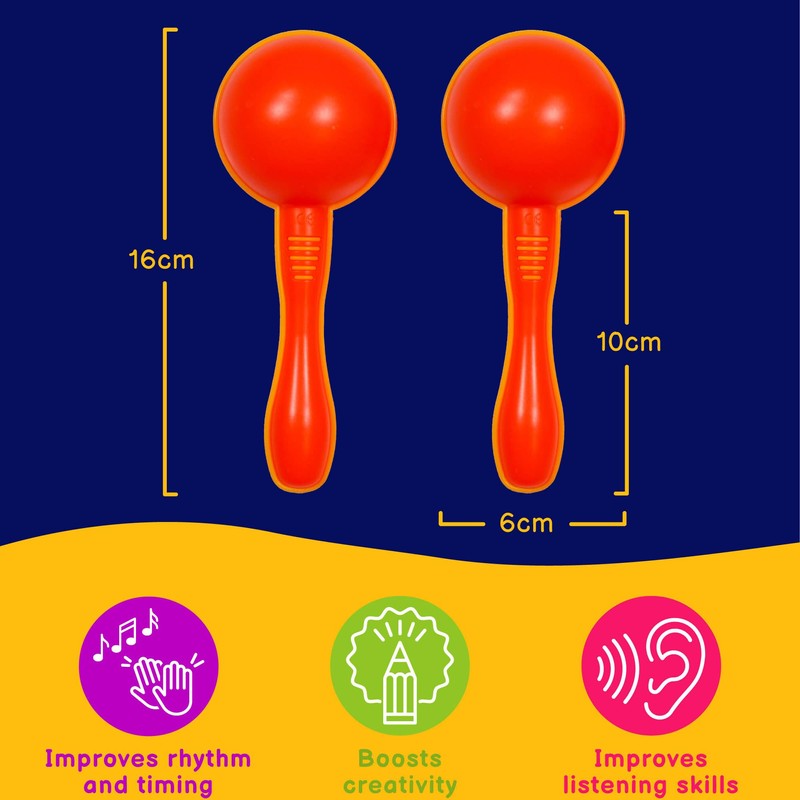 A-Star Plastic Maracas Red Pair - 16cm Shaker Rattle, Percussion