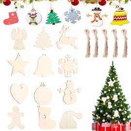 Pack of 86 Wooden Pendants Christmas for Painting, Wooden Pendant Angel for Christmas Tree Decorations, Wooden Pendant Decoration, Christmas Tree Decoration for Christmas, Christmas Tree DIY
