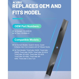 ACEBRI Mower Blades 42 inch Medium Lift Blades for Exmark 110-6568-03,Toro 110-6568-03,for Exmark Quest E-Series,Quest S-Series Zero Turn mowers with 42 Mower Decks 2Pack