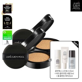 JUNGSAEMMOOL Essential Skin Nuder Cushion Refill x 2 + Double Clean Crystal Makeup Pad x 2 + Skin Setting Tone Up Sun Base 5ml, 02 Fair Pink / 정샘물 에센셜 스킨 누더 쿠션 리필 2개 +더블클린수정화장패드2매 + 스킨세팅 톤업선 베이스5ml, 02 페어핑크