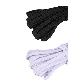 Unbranded Flat Elastic Cord Band String For DIY Make Face Mask Trim Spandex 1/4 inch - 10 Yard White Color