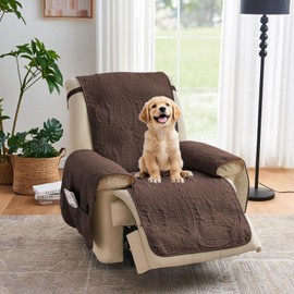 Pamhaven Quilted Recliner Chair Covers,Water-Repellent Recliner Slipcovers, Recliner Covers Stay in Place, Pet Friendly Recliner Cover for Dogs, Washable Chair Protector (Recliner 22", Chocolate)