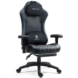 Dowinx Heated Massage Gaming Chair for Adults, Ergonomic Gamer Chair with Sofa-Grade Pocket Spring Cushion and with Lumbar Support, Reclining Computer Chair with Adjustable Footrest, Black White