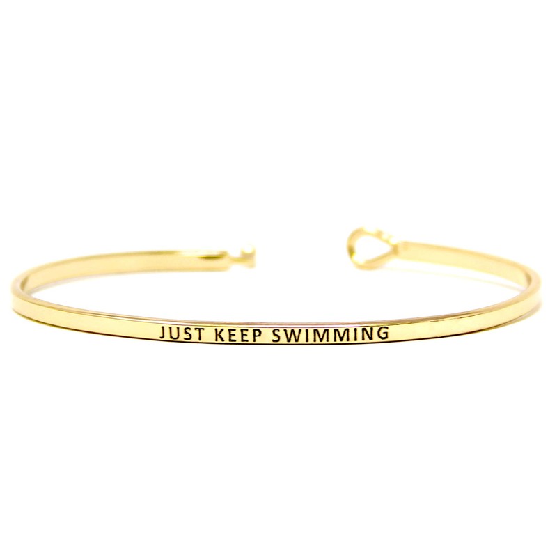 by you Inspirational Positive Quote Message Engraved Thin Cuff Bangle
