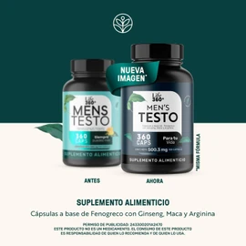 LIFE 360+ Men's Testo | Suplemento Alimenticio con Fenogreco, Maca Negra, Roja y Amarilla, L-Arginina, Zinc, Vitamina D, Magnesio, Ginseng y Guaraná | 360 Cápsulas por Envase