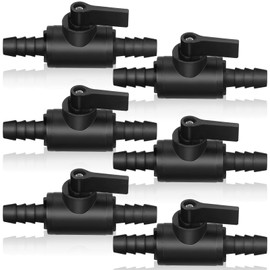 Briwooody 6 Pcs 3/8" Ball Valve Barbed Shut off Valve with 2 Way Hose Barb for Sprayer Drip Irrigation and Aquariums, Compatible with Fimco Sprayer