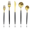 JASHII Luxury Black Gold Flatware, Silverware Sets, 5-Piece Elegant Cute
