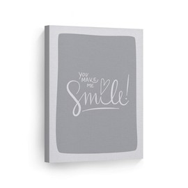 Smile Art Design You Make Me Smile Lettering Blue Background Canvas Print Kids Room Decor Wall Art Baby Room Decor Kids Room Decor Nursery Decor Ready to Hang Made in The USA 12x8