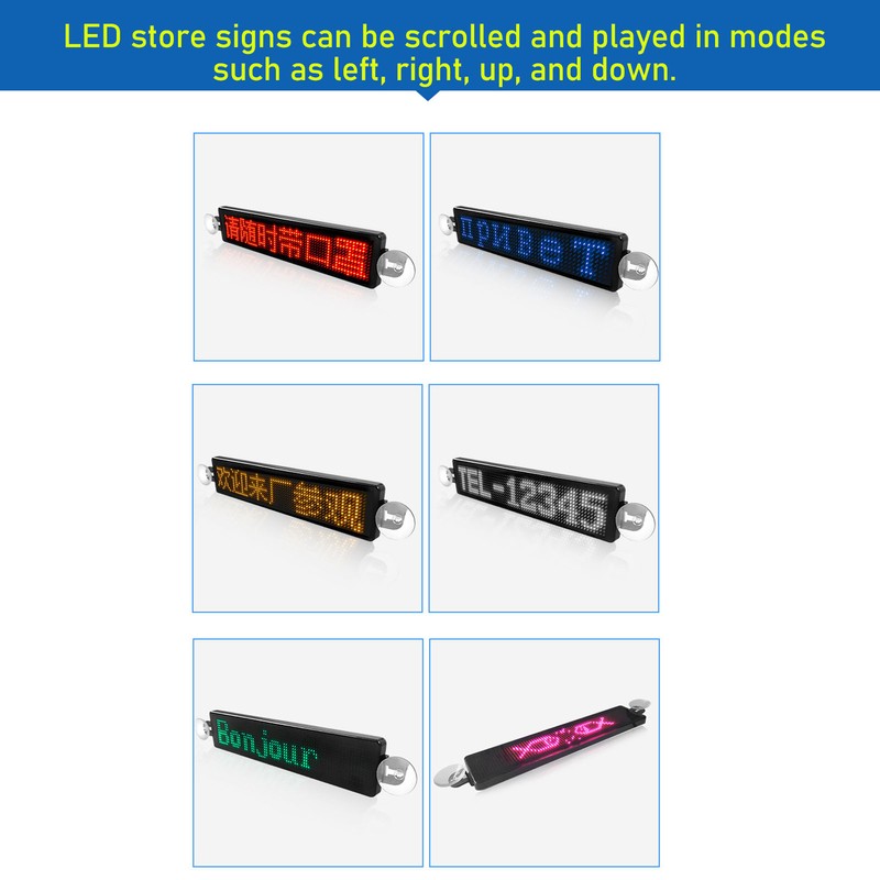 Scrolling LED Sign Programmable Red Light Display Screen 12x72 Resolution