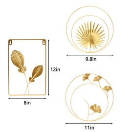 3 Pcs Gold Metal Wall Decor Golden Leaf Wall Hanging Decor metal leaf wall decor Home Ginkgo Accent Modern Art Leaf For Bedroom Bathroom Living Room