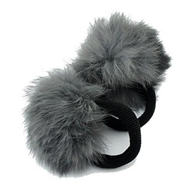 Hand® Pom Pom Hair Band Rabbit Light Grey Decorative Pom Poms w/Band – Pack of 2