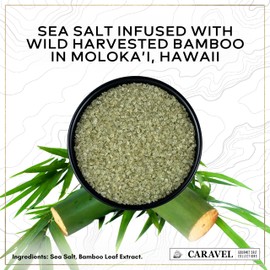 Bamboo Jade Sea Salt Infused with Wild Harvested Hawaiian Bamboo – Premium Finishing Salt that Adds a Salty and Green Tea Aroma – 4 oz Pinch Jar by Caravel Gourmet
