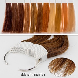 Qerutk 30pcs Brown Hair Color Swatches 100% Human Hair Rings Samples Hair Color Testing for Salon Supplies Barber Haircolour Testing Home Shop Hairdressing Extensions (6 Degree Color)