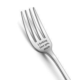 RFTWXHPN Gift for Mum from Daughter Son - I Forking Love You Mum Fork for Mom Mother Birthday Christmas Gift for Mum Mama Mother's Day Gifts for Mom Mum Dessert Fork Stainless Steel