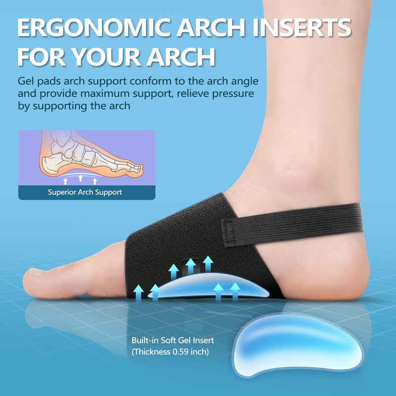 Healrecux Arch Support Braces for Plantar Fasciitis Relief, Adjustable Compression