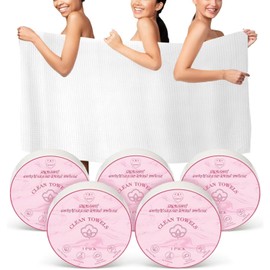FCAEON Disposable Towel Tablets Large 55" x 27.5" 5 Packed Compressed Bath Towels for Travel Premium Personal Cleansing Towel Great for Indoor & Outdoor (Pink)