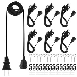 CONEHOY 7 Pcs Plug in Hanging Light Kit with On/Off Switch Lamp 12 ft Pendant Light Lamp Cable Cord E26/e27 Extension Hanging Lantern Cable for Christmas Living Room Bedroom(Black)