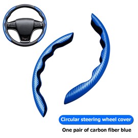 Adunsiaoto Car Steering Wheel Cover, Carbon Fiber Anti-skid Car Wheel Cover Accessories, Steering Wheel Cover Leather, Universal Soft Anti-Slip Breathable Car Steering Wheels, Anti Slip(Blue)
