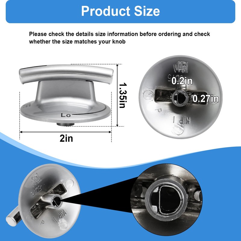 Upgrade 7733P410-60 Surface Burner Knobs Compatible with May-tag/Jenn-Air/Kitchen-Aid/Whirlpool Gas Cooktop