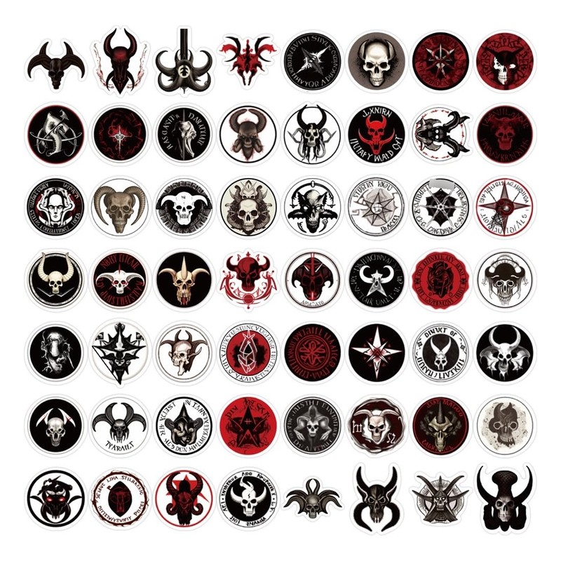 Calaveras Signos Góticos 50 Calcomanías Stickers PVC Vs Agua Stickers