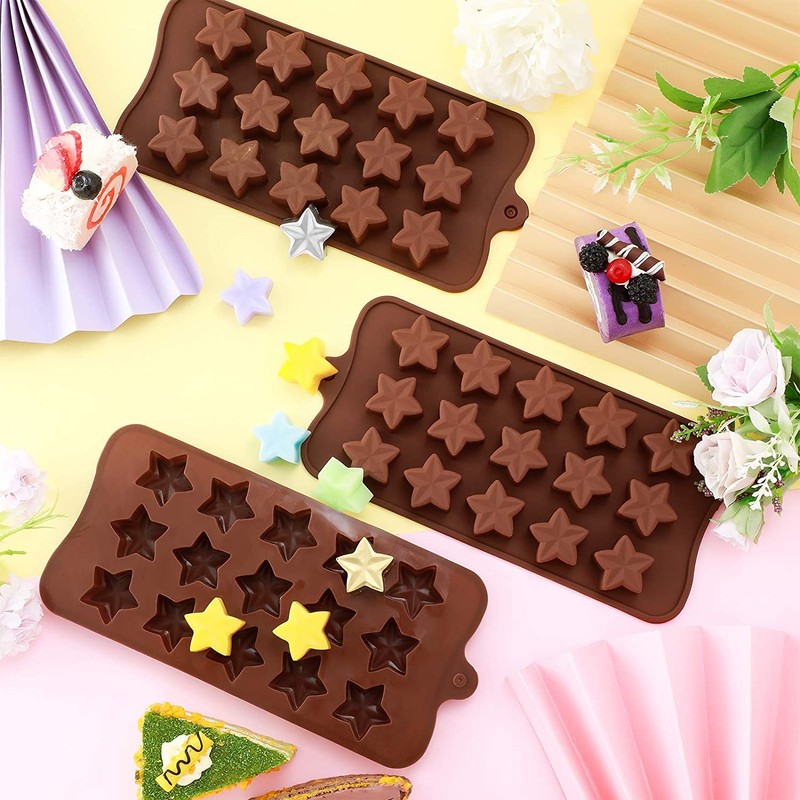 Bamutu Star Shape Chocolate Silicone Molds 2 PCS 15-Cavity Ice