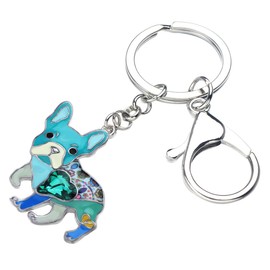 Enamel Alloy French Bulldog Keychain Pet Dog Keychain for Women Girls Bag Wallet Charms Gift (Blue 1281), Blue 1281