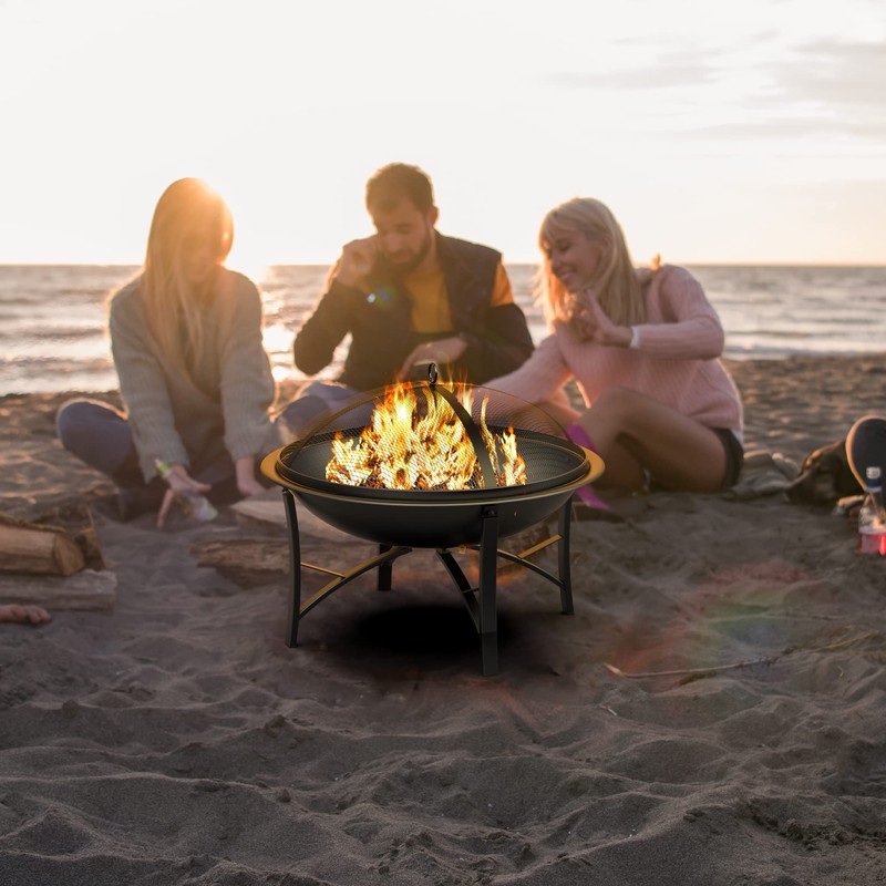 Fire Beauty Fire Pit for Outside Wood Burning,BBQ Grill Steel