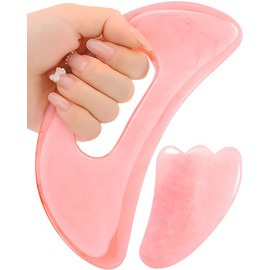 Qiifaiikooii 2 Pcs Gua Sha Massage Tool for Body Back,Lymphatic Drainage Anti Cellulite,Resin(Pink)