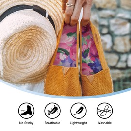 No Show Socks for Women, Shoe Inserts,Sockless,Anti Odor No Slipping,Washable Barefoot Inner Soles for Women,Tulip Print,Size 6-9