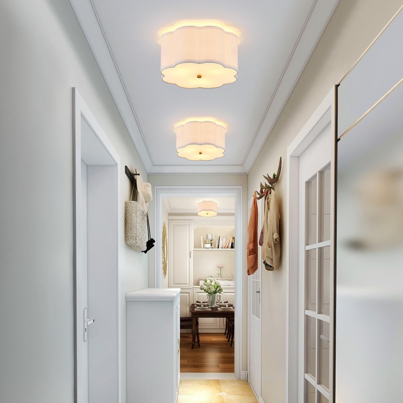 Widluth Modern Drum Semi Flush Mount 3-Light Gold Ceiling Lighting