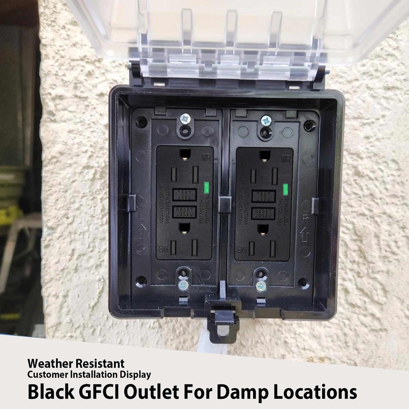 Nineleaf Black GFCI Outlet 15Amp 2PK,Black Outlets Receptacles,GFI Electrical Outlet