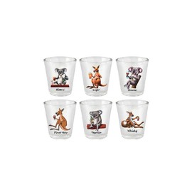 I Love Aus Koala and Kangaroo Shot Glasses 6 Pack